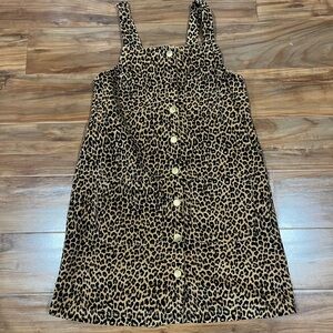 J. Crew Crewcuts Girl’s Size 14 Animal Print Leopard Corduroy Button-Front Dress